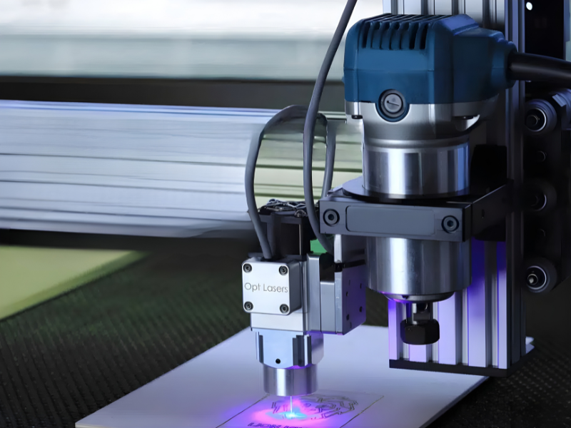 High-precision laser cutting head detail for industrial machinery